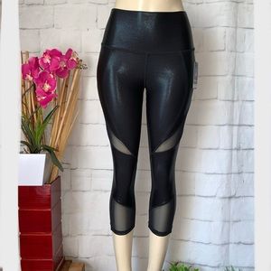 Sthenos Metalika Warrior Capri Activewear Pants Mesh Cutouts Black Size XS